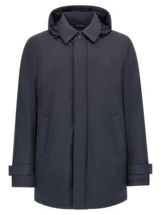 Blue Polyester Parka