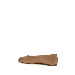 Beige Lamb Ovis Aries Ballet Flats