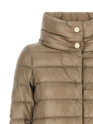 Beige Polyamide Full-Length Jacket