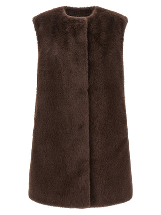 Brown Polyester Sleeveless Jacket