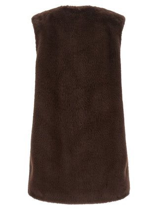 Brown Polyester Sleeveless Jacket