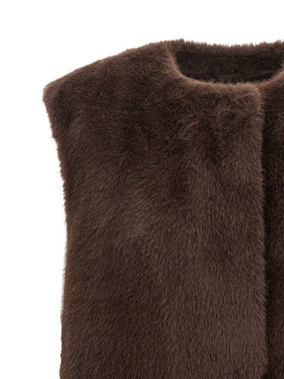 Brown Polyester Sleeveless Jacket