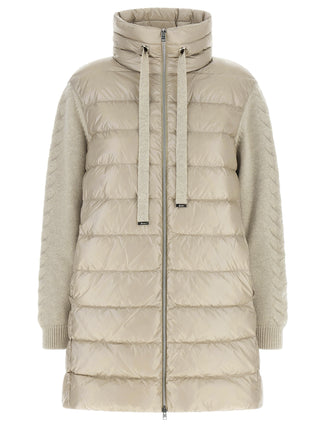 Beige Polyamide Full-Length Jacket