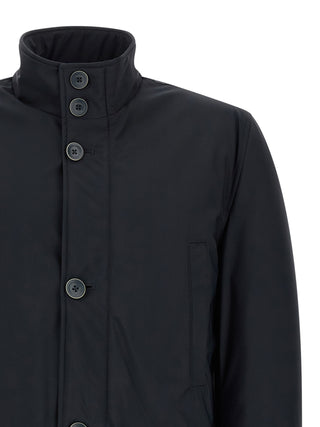 Blue Polyamide Full-Length Jacket