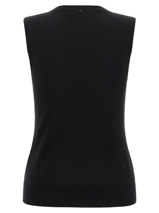 Black Virgin Wool Tank Tops