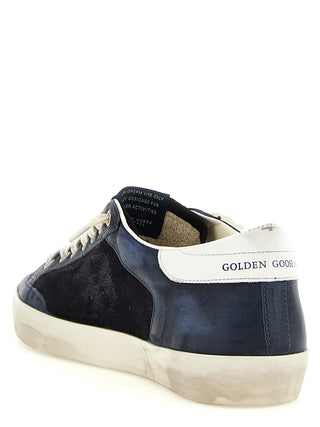 Blue Cowhide Low Top Sneakers