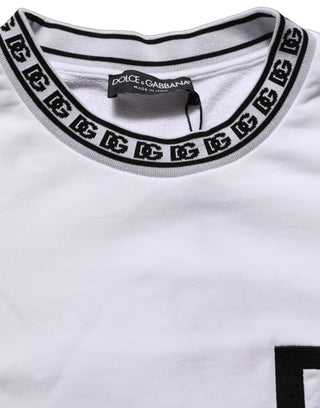 White Cotton Crew Neck Sweatshirt Sweater