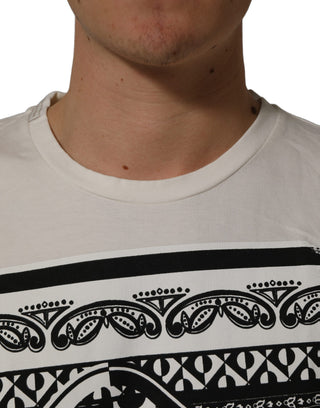 White Bandana Print Cotton CrewNeck T-shirt