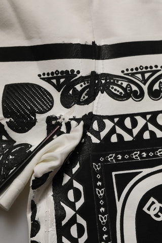 White Bandana Print Cotton Crew Neck T-shirt