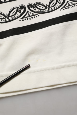 White Bandana Print Cotton Crew Neck T-shirt