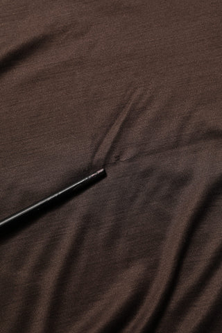Brown Silk Crew Neck Short Sleeves T-shirt