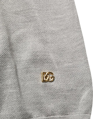 Gray Silk Crew Neck Short Sleeves T-shirt