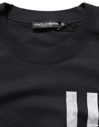 Blue Striped Print Cotton Crew Neck T-shirt