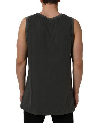 Dark Gray Graphic Print Tank Men Top T-shirt
