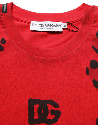 Red Leopard Print Short Sleeved Men T-shirt