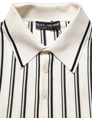 White Black Stripe Collared Polo T-shirt