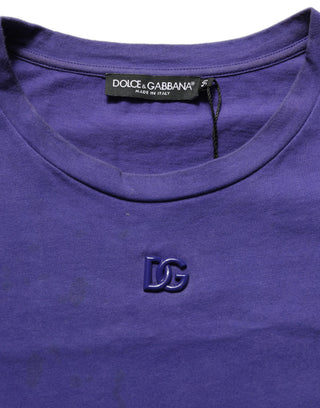 Violet Cotton Crew Neck Short Sleeve T-shirt