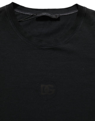 Black Cotton Short Sleeve Crew Neck T-shirt