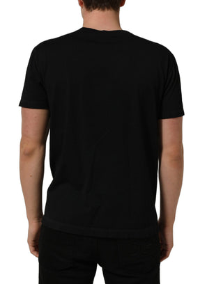 Black Cotton Short Sleeve Crew Neck T-shirt