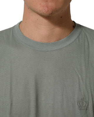 Green Cotton Short Sleeve Crew Neck T-shirt