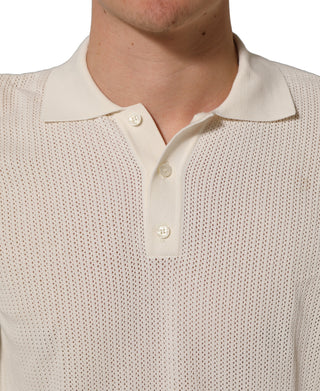 Off White Cotton Collared Men Polo T-shirt