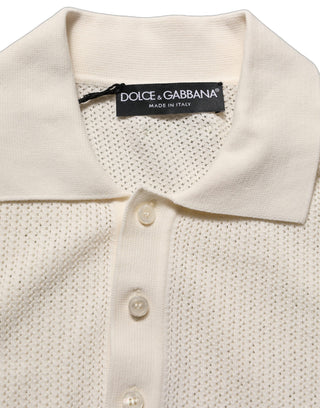 Off White Cotton Collared Men Polo T-shirt