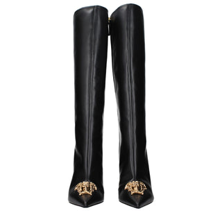 Black Leather High Heel Boots