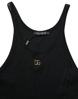 Black DG Logo Cotton Ribbed Tank Top T-shirt