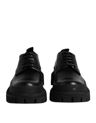 Black Leather Hi-Trekking Derby Shoes
