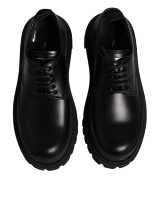 Black Leather Hi-Trekking Derby Shoes