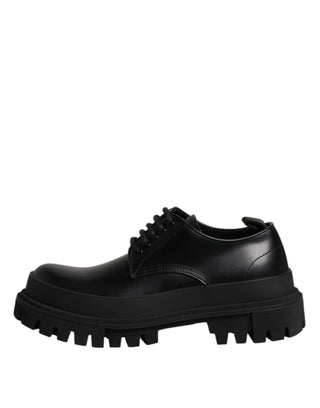 Black Leather Hi-Trekking Derby Shoes