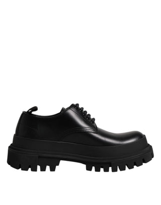 Black Leather Hi-Trekking Derby Shoes