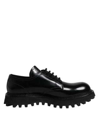 Black Calf Leather Hi-Trekking Derby Shoes