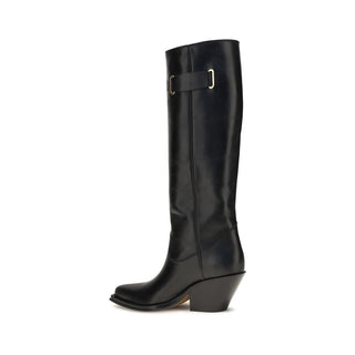Black Calf Leather Bos Taurus Over The Knee