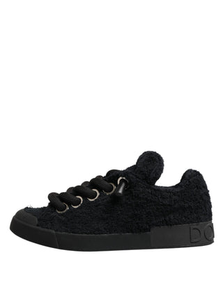 Black Portofino Lace-Up Sneakers Shoes