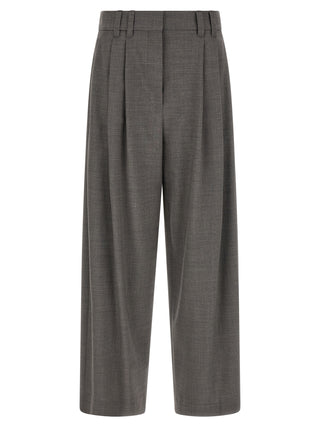 Gray Virgin Wool Cropped Pants