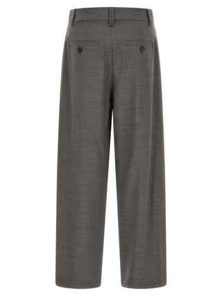 Gray Virgin Wool Cropped Pants