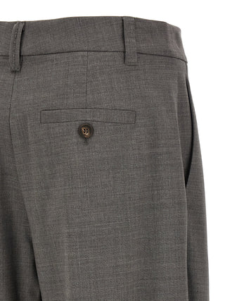 Gray Virgin Wool Cropped Pants