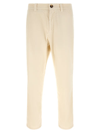 Beige Cotton Casual Pants