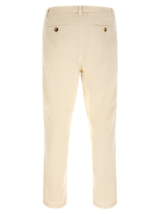 Beige Cotton Casual Pants