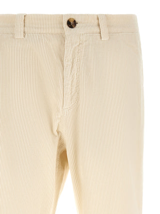 Beige Cotton Casual Pants