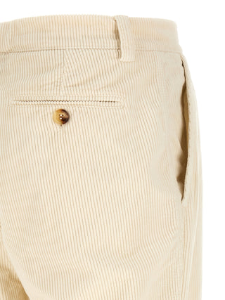 Beige Cotton Casual Pants
