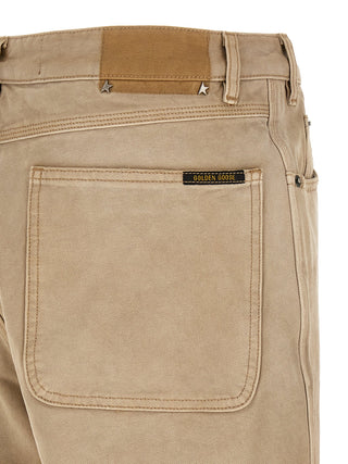 Beige Cotton Casual Pants