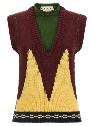 Bordeaux Wool Sleeveless Jacket