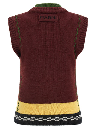 Bordeaux Wool Sleeveless Jacket