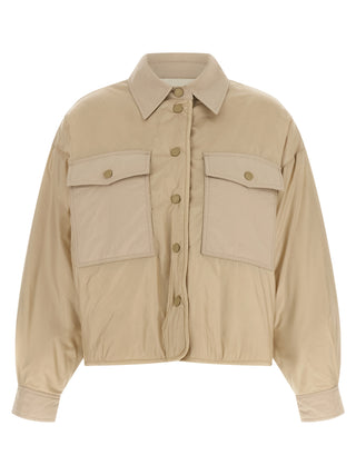 Beige Polyester Full-Length Jacket