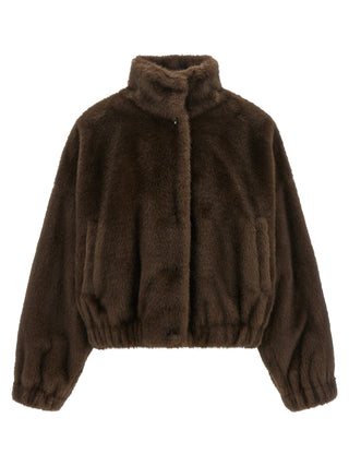 Brown Polyester Full-Length Jacket