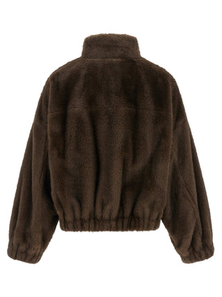 Brown Polyester Full-Length Jacket