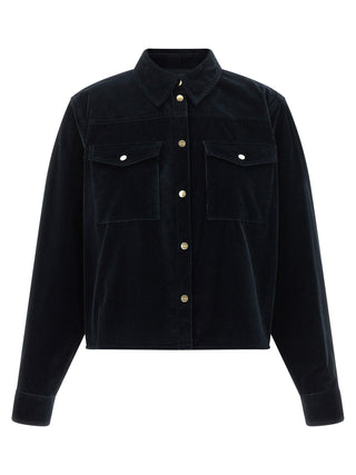 Blue Cotton Full-Length Jacket