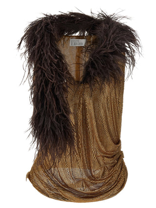 Gold Polyamide Tank Tops